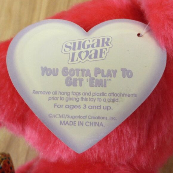 SUGAR LOAF‎ TOYS Fuchsia Pink Classic Teddy Bear Kiss Me Plush Plaid Heart 18" - Picture 7 of 14